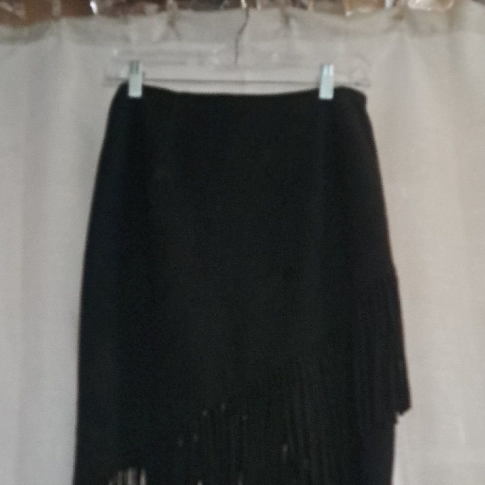 Black Asymmetrical Midi Skirt Cocktail